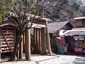 境内には甘酒などを売る茶屋があり、休憩所もあるのでくつろぐことができる。