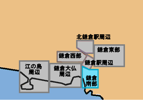 鎌倉南部の観光マップ